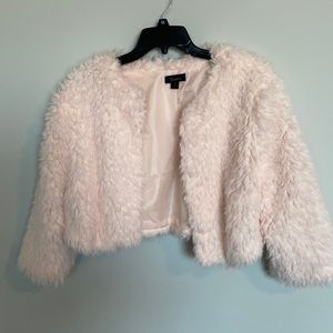 Medium Cream formal cropped faux fur light jacket